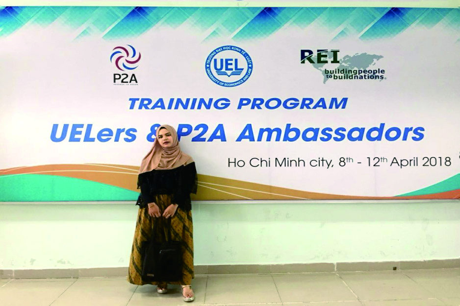 Fadiah Mukhsen terpilih sebagai salah satu Duta Mahasiswa dalam P2A (Passage to ASEAN) Ambassador Training Program 2018. (Amri)