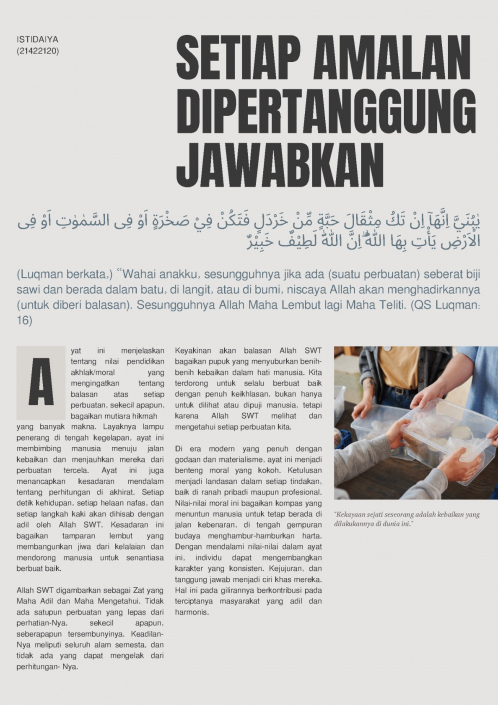 SETIAP AMALAN DIPERTANGGUNG JAWABKAN