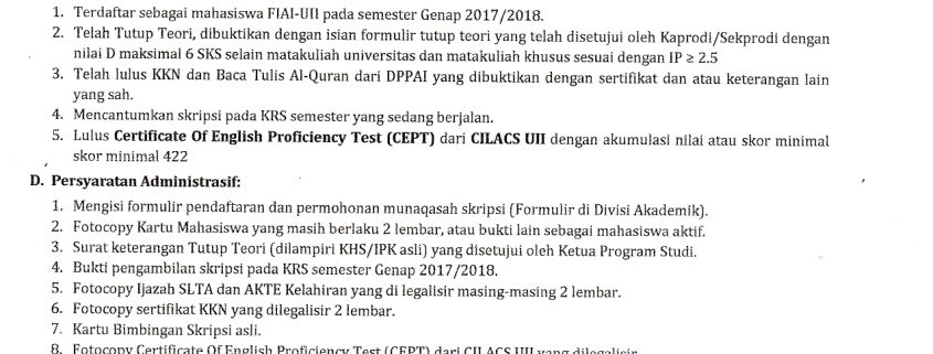 Munaqasah Skripsi Semester Genap 2017/2018