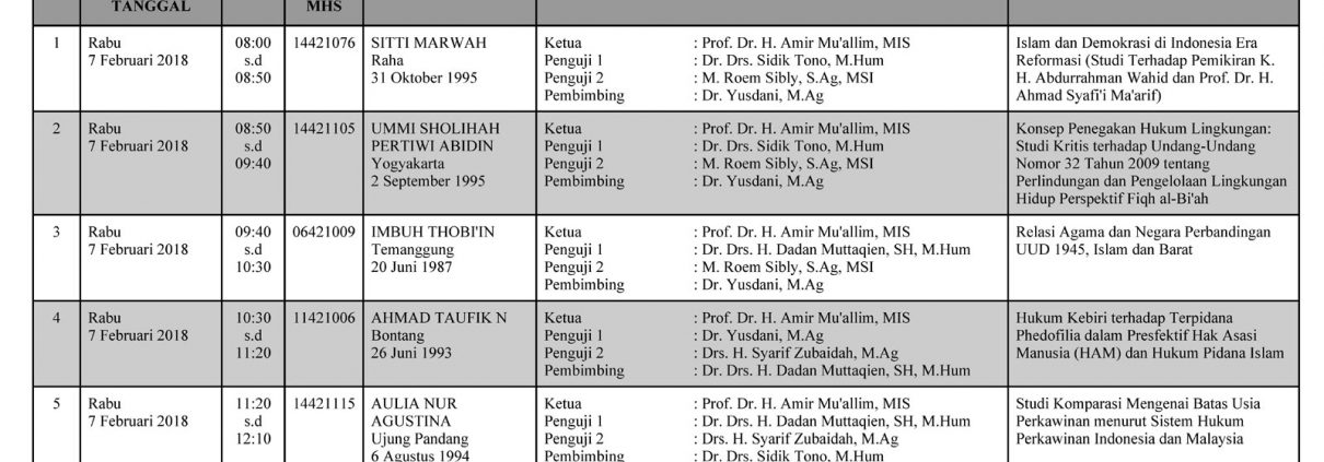 JADWAL MUNAQASAH PSAS PERIODE IV 2017/2018