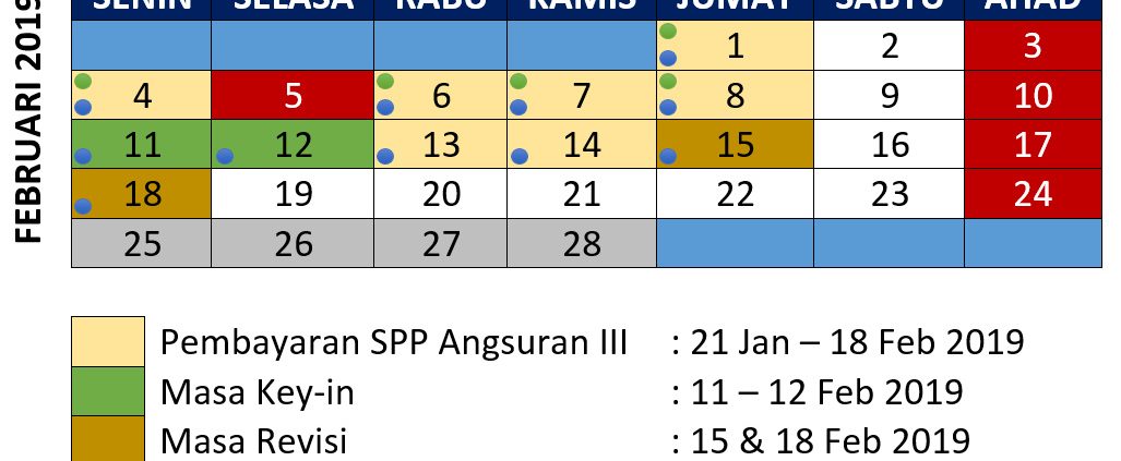 KALENDER PERSIAPAN PERKULIAHAN SEMESTER GENAP 2018/2019